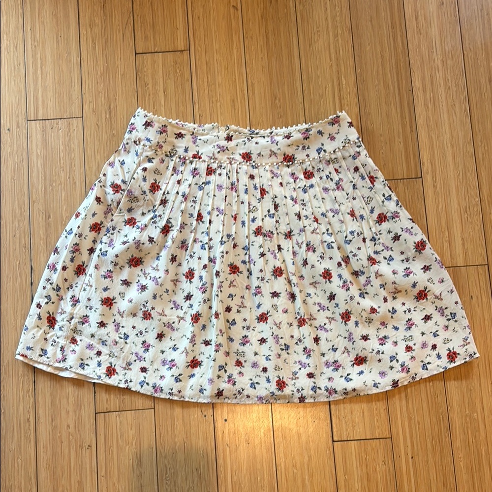 The Kooples Brown and Red Mini Skater Skirt